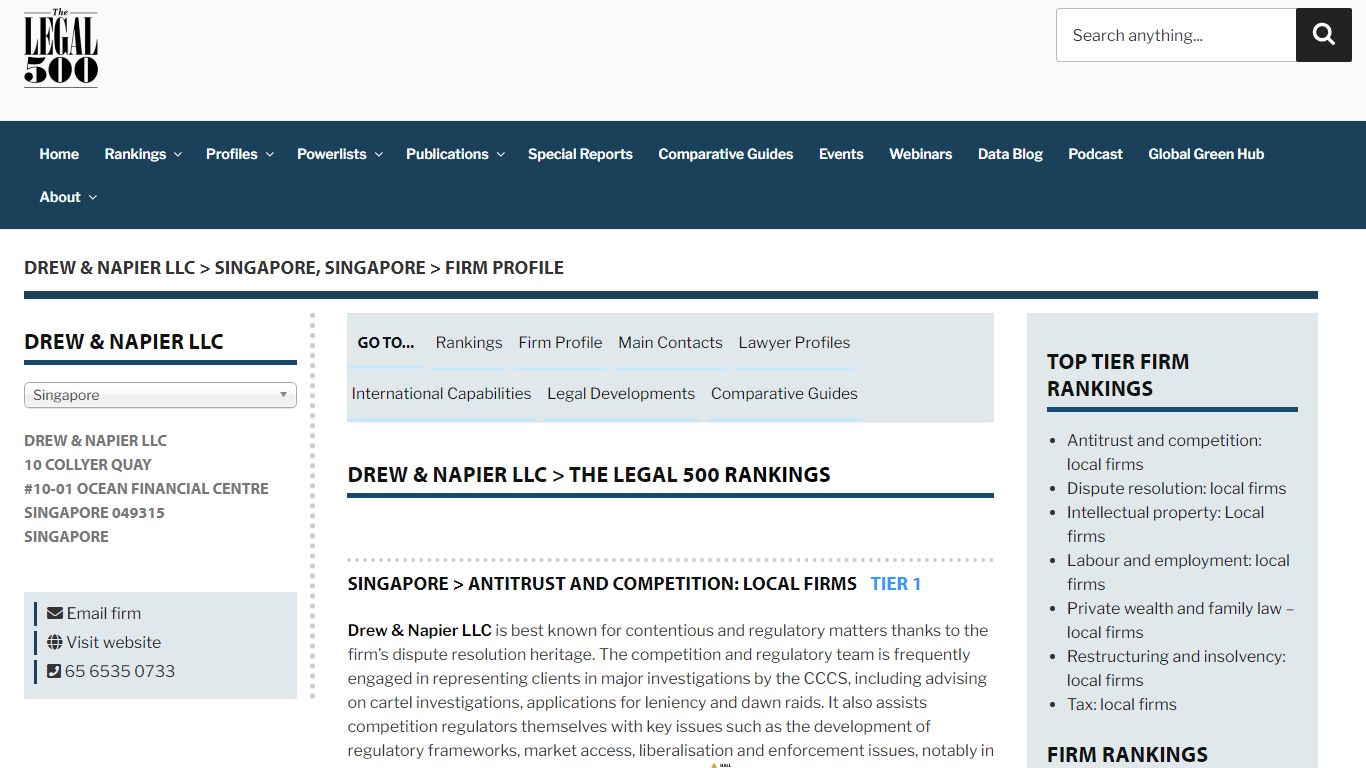 Drew & Napier LLC > Singapore, Singapore > Firm Profile - Legal 500